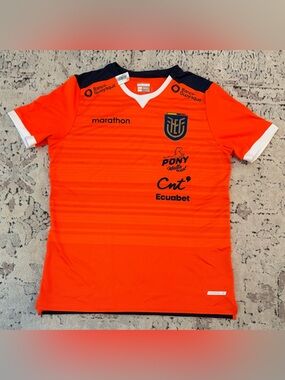 Marathon Authentic Ecuador Team Orange Training Jersey with Sponsors Men’s Sz: L